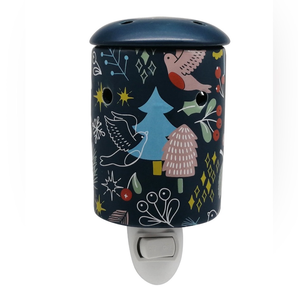 Mainstays Navy Ceramic Pluggable Christmas Wax Warmer with Bird Decal